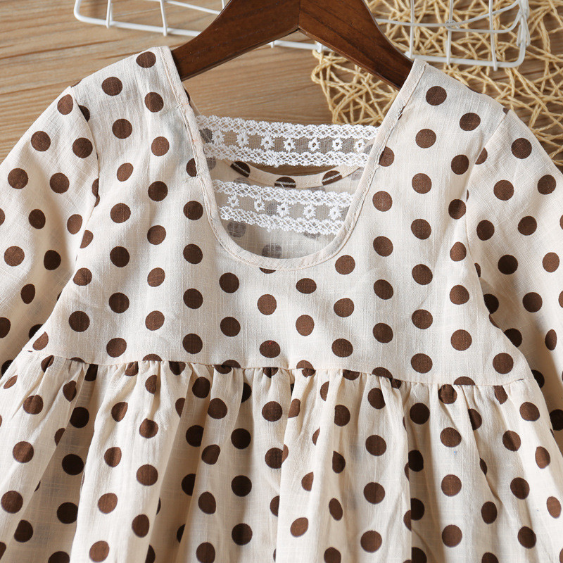 Proljetna jesen Haljina za djevojčice Kostimi na točkice Haljina s mašnom i čvorovima Haljina s dugim rukavima Princeza Sweet Baby Kids Dječja odjeća