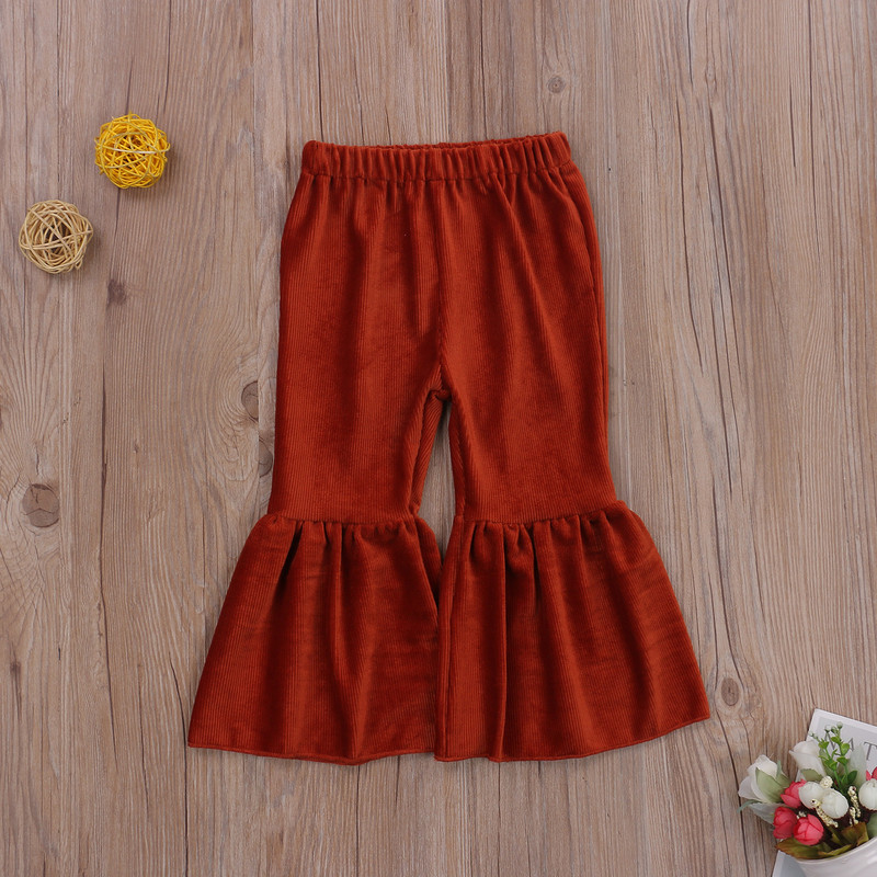 FOCUSNORM 0-6Y Jesen Zima Djevojčice Lijepe široke hlače Jednobojne elastične hlače visokog struka Odjevne kombinacije 4 boje