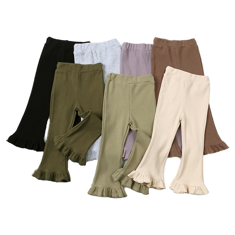 Ljeto 2023 Kids Tales Baby Girls Vintage Stripe Elastic Slim Flare Hlače Tajice visokog struka Prazne hlače s volanima Odjeća za djevojčice