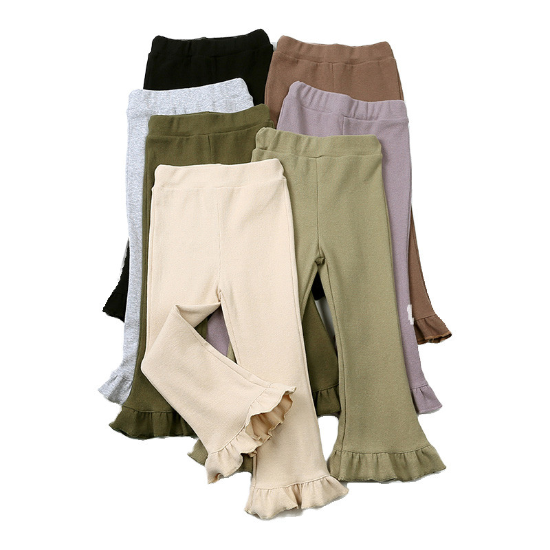 Ljeto 2023 Kids Tales Baby Girls Vintage Stripe Elastic Slim Flare Hlače Tajice visokog struka Prazne hlače s volanima Odjeća za djevojčice