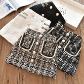 Tüdrukute kevad-, sügis- ja talvevillane ruuduline uus seelik laste beebi pluss sametpolsterdatud rinnakorviga printsessi seelik