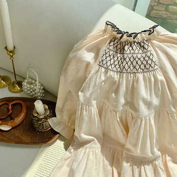 Φθινοπωρινό κοριτσίστικο φόρεμα Προσωποποιημένη ελαστική λαιμόκοψη Παιδικά ρούχα 2023 Ανοιξιάτικο βαμβακερό φόρεμα Μακρυμάνικο Κοριτσίστικο φόρεμα τούρτας