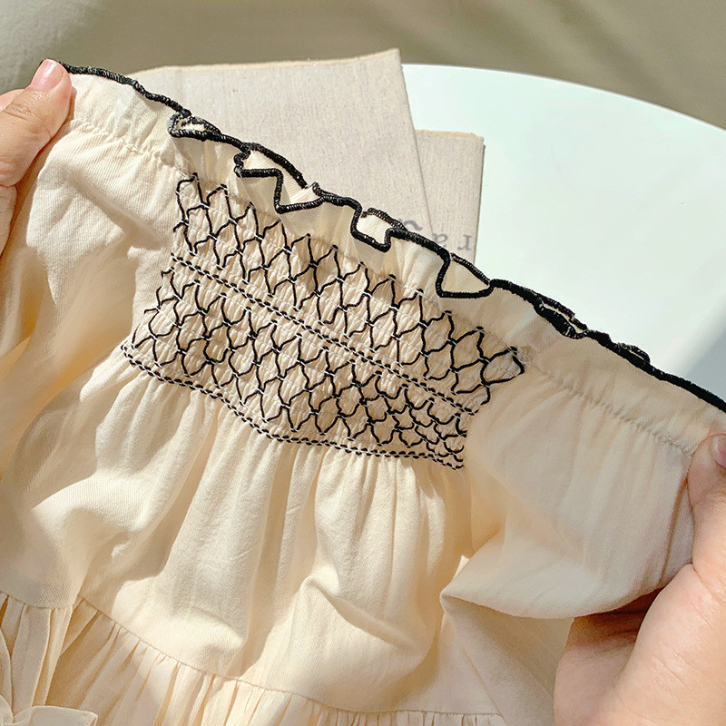 Sügisene tüdrukukleit Isikupärastatud elastse kaelusega lasteriided 2023. aasta kevadine puuvillane kleit pikkade varrukatega tüdruku koogikleit