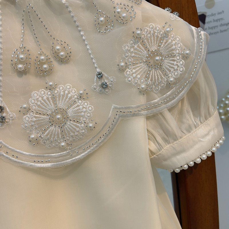 Tüdrukute kleit suvine laste hiina stiilis Cheongsami printsessi kleit Pearl Cloud õlakleit väikesele tüdrukule