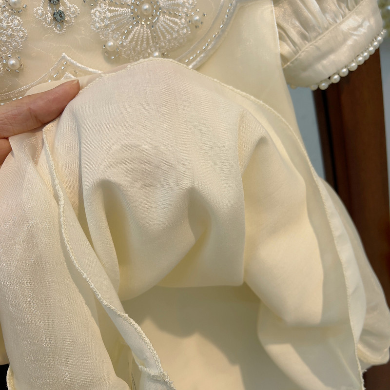 Tüdrukute kleit suvine laste hiina stiilis Cheongsami printsessi kleit Pearl Cloud õlakleit väikesele tüdrukule