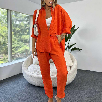 2 Σετ δύο τεμαχίων μπλε κόκκινο μακρυμάνικο μπλούζες και κοστούμια παντελονιού Άνοιξη φθινοπώρου Γυναικείο σετ θηκών ασορτί ασορτί μόδας