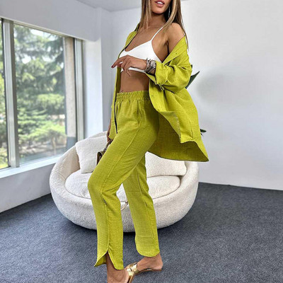 2 Σετ δύο τεμαχίων μπλε κόκκινο μακρυμάνικο μπλούζες και κοστούμια παντελονιού Άνοιξη φθινοπώρου Γυναικείο σετ θηκών ασορτί ασορτί μόδας