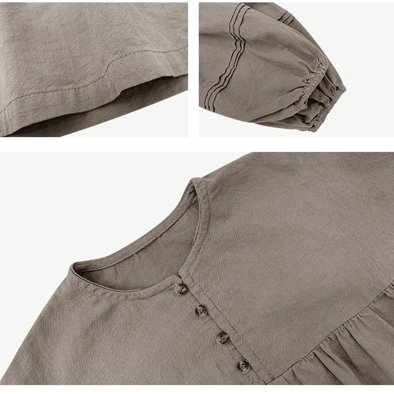 Ljetna haljina za djevojčice Korejska japanska nova retro boja Ženska čipkani šal Haljina srednjih rukava Odjeća za bebe Dječja odjeća