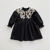 Prancūziška retro stiliaus suknelė mergaitei rudeninis didelis atvartas Palace stiliaus suknelė ilgomis rankovėmis Vaikiška princesė suknelė madinga vaikiška suknelė