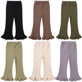 2023 Παιδικά κοριτσίστικα κολάν κολάν με μασίφ ρίγες ψηλό ελαστικό βαμβακερό παντελόνι σε μπότα κομμένο για 12M-8T εφηβικό παντελόνι με βολάν