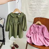 Jesenske haljine za djevojčice Čipkana čipkana mašna Haljina za djevojčice s izrezom lutke 2023. Proljetna slatka haljina princeze s dugim rukavima Dječja haljina