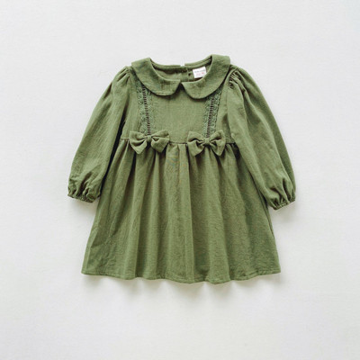 Jesenske haljine za djevojčice Čipkana čipkana mašna Haljina za djevojčice s izrezom lutke 2023. Proljetna slatka haljina princeze s dugim rukavima Dječja haljina