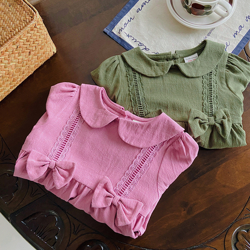 Jesenske haljine za djevojčice Čipkana čipkana mašna Haljina za djevojčice s izrezom lutke 2023. Proljetna slatka haljina princeze s dugim rukavima Dječja haljina