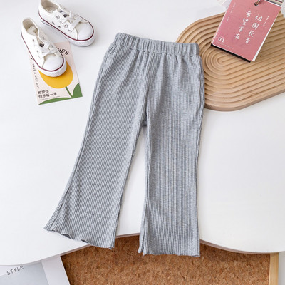 Kevad tüdrukud puuvillased soonikkoes laienevad püksid armsad tüdrukud beebi kõrge vöökoha elastsus õhukesed püksid säärised laste püksid