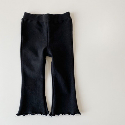 Kevad tüdrukud puuvillased soonikkoes laienevad püksid armsad tüdrukud beebi kõrge vöökoha elastsus õhukesed püksid säärised laste püksid