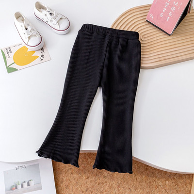 Kevad tüdrukud puuvillased soonikkoes laienevad püksid armsad tüdrukud beebi kõrge vöökoha elastsus õhukesed püksid säärised laste püksid