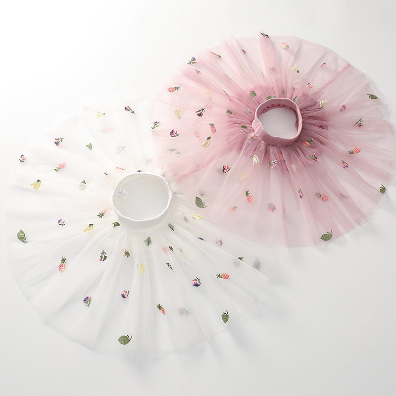 DE PEACH 2023 suvine beebitüdrukute puuviljatikandiga pits Tutu seelikud Tüdrukute printsessi väikelapsele armas tüllseelik