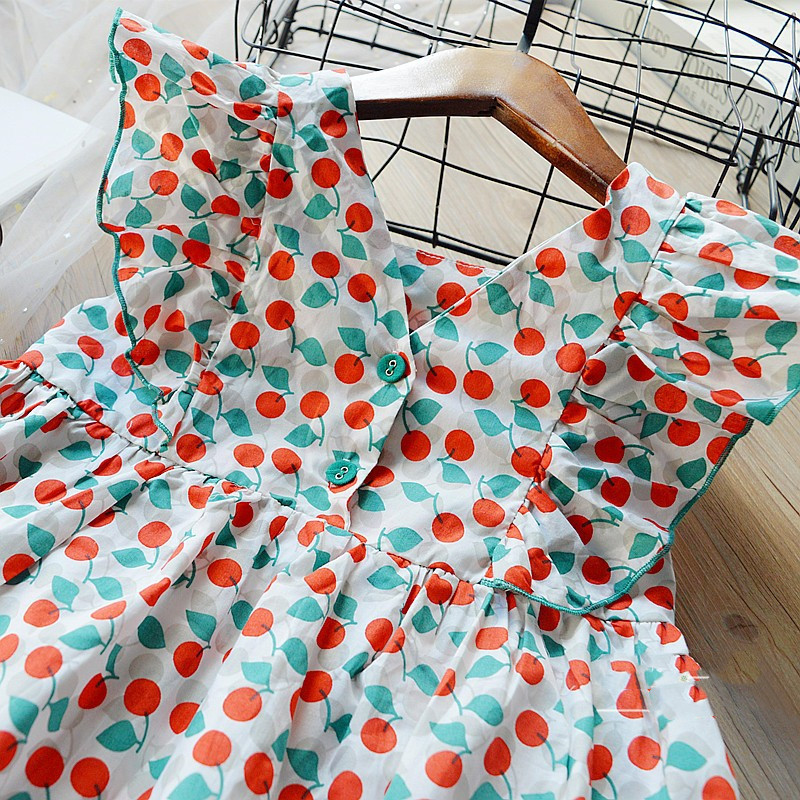 Nova ljetna haljina za djevojčice, dječja, dječja, cvjetna, voćna mala leteći rukav, slatka princeza, klasična haljina, šarm, dječja odjeća