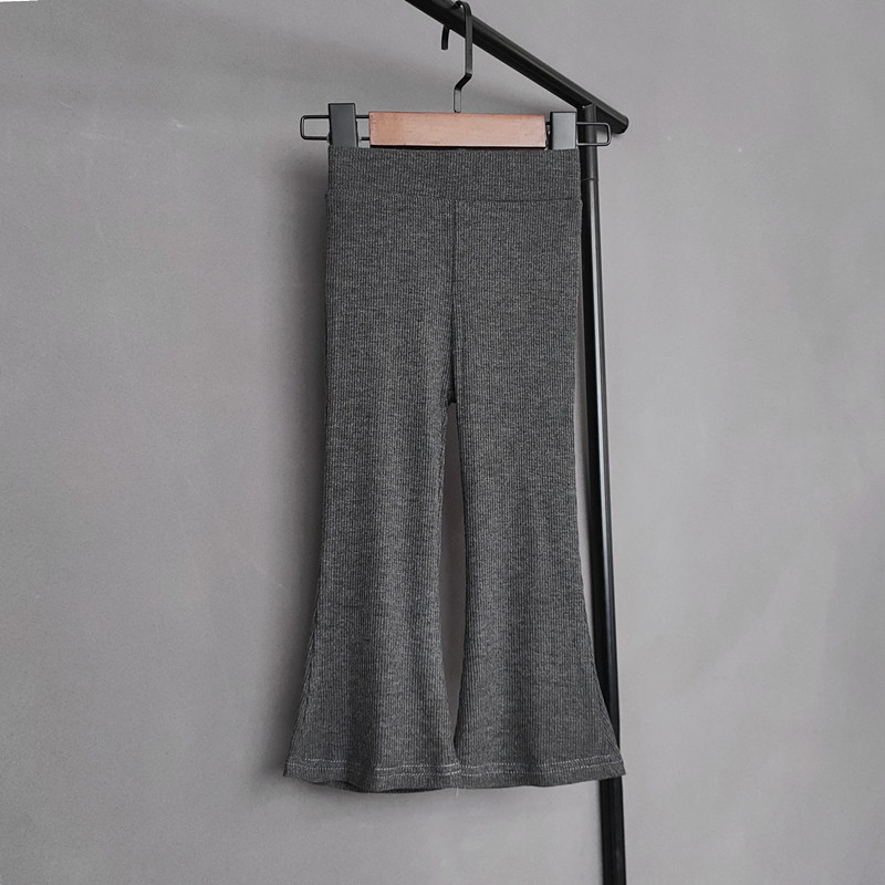 Παιδικό παντελόνι Flare Βρεφικά κορίτσια με ψηλή μέση ελαστικότητα Skinny παντελόνι Άνοιξη Καλοκαίρι Παιδικό παντελόνι με φαρδύ πόδι κορίτσι Ρούχα μαύρο γκρι