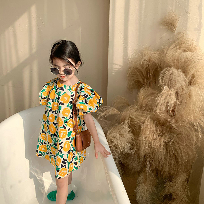 Tüdrukute suvekleit maalähedane lasteriided, lühikeste varrukatega, vabaaja beebiriided, lillelised, printsess Vestidos