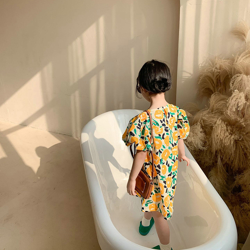 Tüdrukute suvekleit maalähedane lasteriided, lühikeste varrukatega, vabaaja beebiriided, lillelised, printsess Vestidos