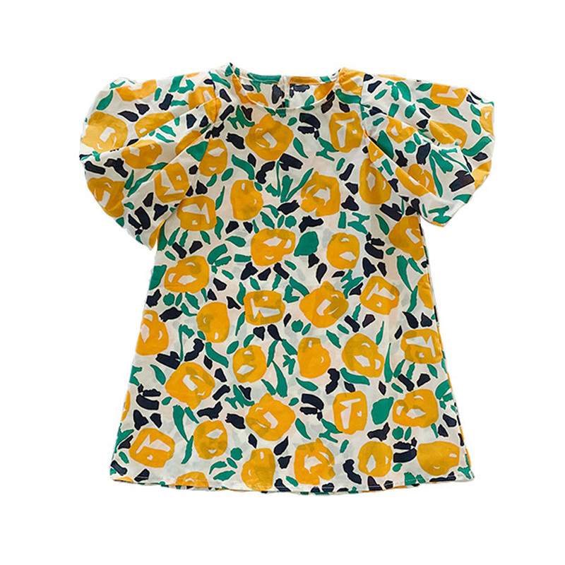 Tüdrukute suvekleit maalähedane lasteriided, lühikeste varrukatega, vabaaja beebiriided, lillelised, printsess Vestidos