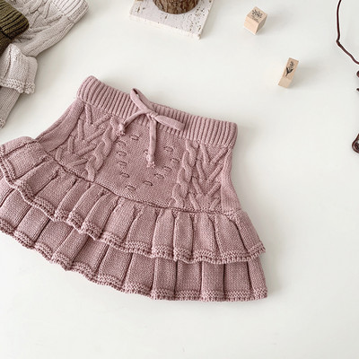 deer jonmi 2023 Nove jesenske pletene slojevite suknje za djevojčice s volanima, zadebljane dječje slatke kratke suknje za djecu