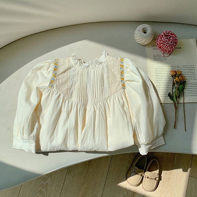 Φθινοπωρινό κοριτσίστικο φόρεμα με πλισέ όρθιο λαιμό Κεντημένο κοριτσίστικο φόρεμα Γλυκό κορεατικό παιδικό φόρεμα γαλλικής δαντέλας πριγκίπισσας