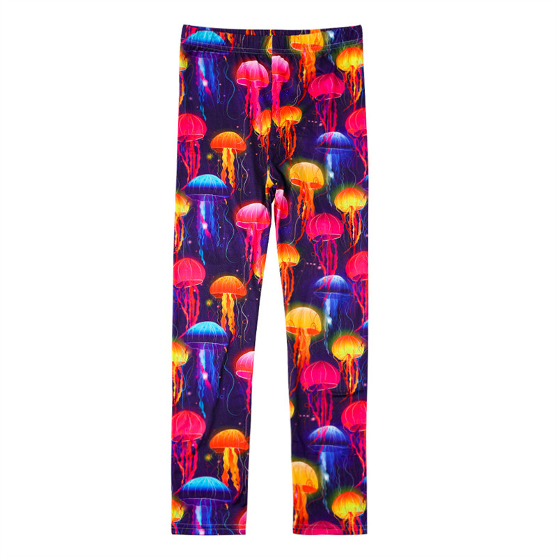 Tüdrukute säärised lastele Peenikesed kitsad tugevad elastsed püksid Laste pliiatspüksid Meduusiga merineitsi mustriga kitsad püksid laps