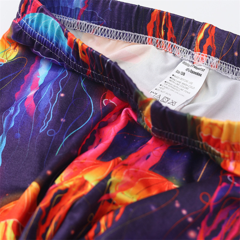 Tüdrukute säärised lastele Peenikesed kitsad tugevad elastsed püksid Laste pliiatspüksid Meduusiga merineitsi mustriga kitsad püksid laps