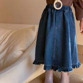 7528 Lasteseelik 2023 Sügis-talv Uus Korea tüdruku teksaseelik või alumine särk Magusad tüdruku riided