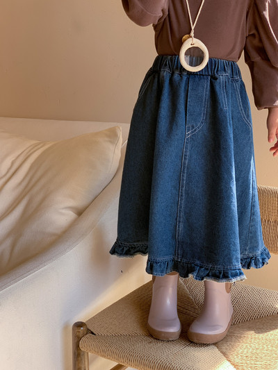 7528 Lasteseelik 2023 Sügis-talv Uus Korea tüdruku teksaseelik või alumine särk Magusad tüdruku riided