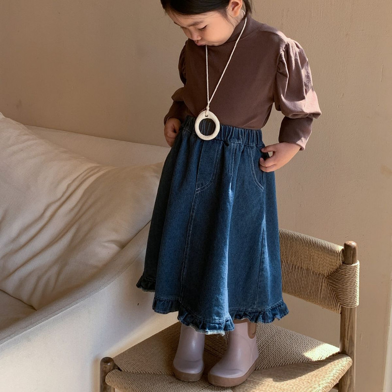 7528 Lasteseelik 2023 Sügis-talv Uus Korea tüdruku teksaseelik või alumine särk Magusad tüdruku riided