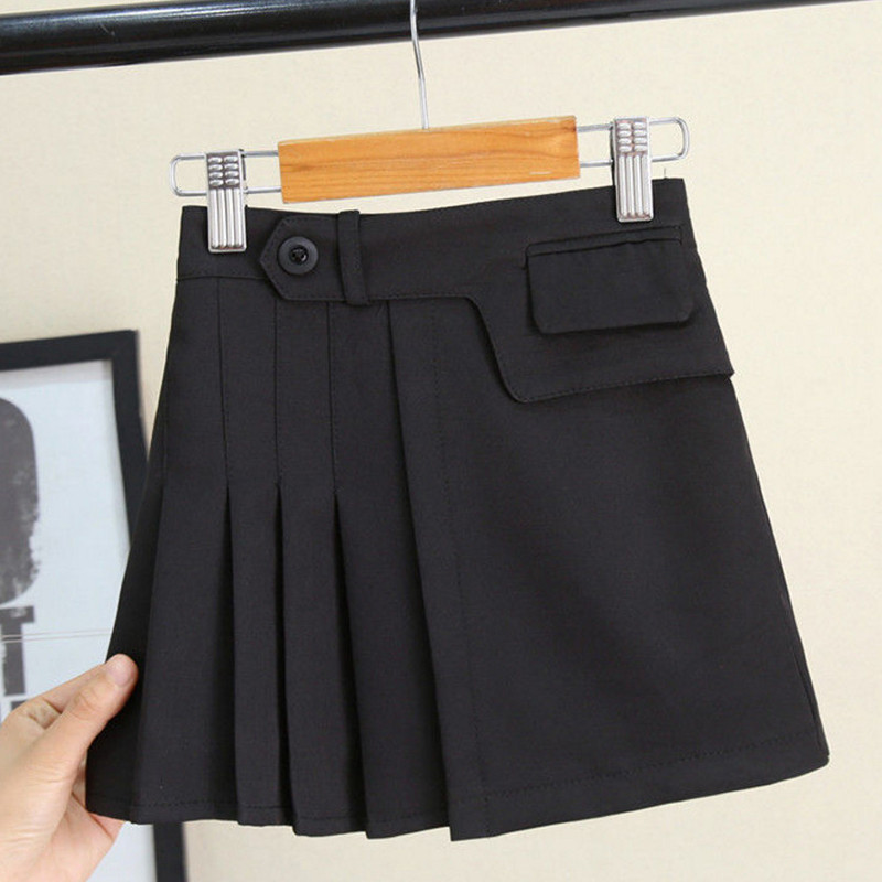 Laste tüdrukute plisseeritud seelikud, mustad valged kooliseelikud 2021. aasta uued teismeliste tüdrukute massiivsed seelikud Laste tantsuriided vanuses 3–13 aastat