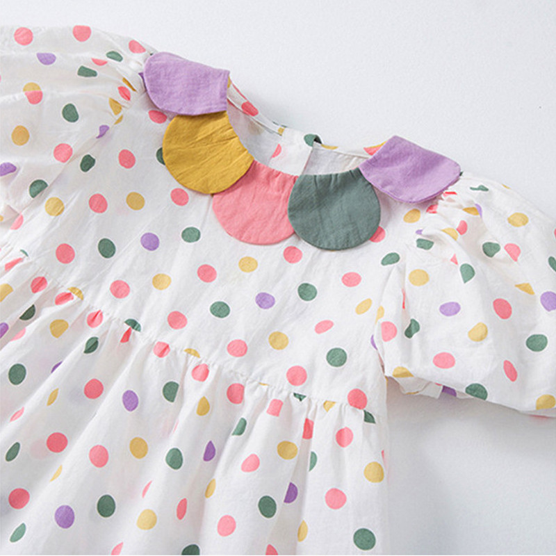 Ljetna haljina za djevojčice u korejskom stilu za 2022. Odjeća kratkih rukava u boji s ovratnikom u boji, od 1 do 6 godina Odjeća za djevojčice na točkice