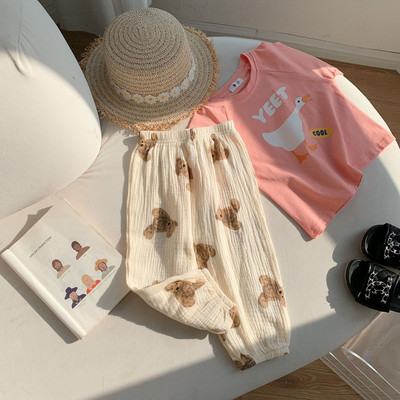 Poiste ja tüdrukute vabaaja puuvillased püksid, sääsetõrjepüksid, mugavad ja vabad Korea kevad- ja sügisväljaanne