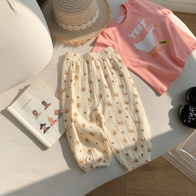 Poiste ja tüdrukute vabaaja puuvillased püksid, sääsetõrjepüksid, mugavad ja vabad Korea kevad- ja sügisväljaanne