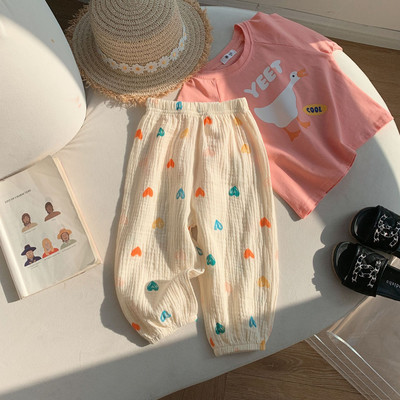 Poiste ja tüdrukute vabaaja puuvillased püksid, sääsetõrjepüksid, mugavad ja vabad Korea kevad- ja sügisväljaanne