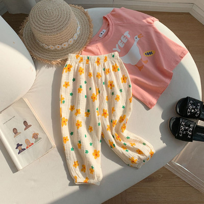 Poiste ja tüdrukute vabaaja puuvillased püksid, sääsetõrjepüksid, mugavad ja vabad Korea kevad- ja sügisväljaanne