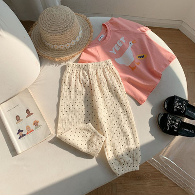 Poiste ja tüdrukute vabaaja puuvillased püksid, sääsetõrjepüksid, mugavad ja vabad Korea kevad- ja sügisväljaanne