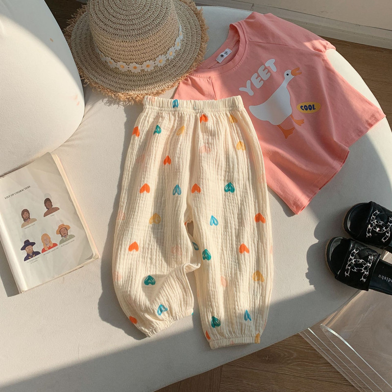 Poiste ja tüdrukute vabaaja puuvillased püksid, sääsetõrjepüksid, mugavad ja vabad Korea kevad- ja sügisväljaanne