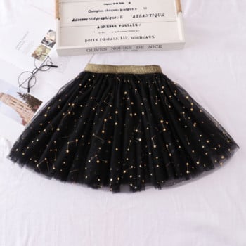 2023 Summer Girls Stars Sequin Mesh Tutu Φούστα Fairy Print Puffy Cake Φούστες Σχολικό κορίτσι Πλισέ πριγκίπισσα