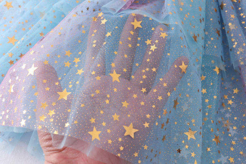 2023 Summer Girls Stars Sequin Mesh Tutu Φούστα Fairy Print Puffy Cake Φούστες Σχολικό κορίτσι Πλισέ πριγκίπισσα