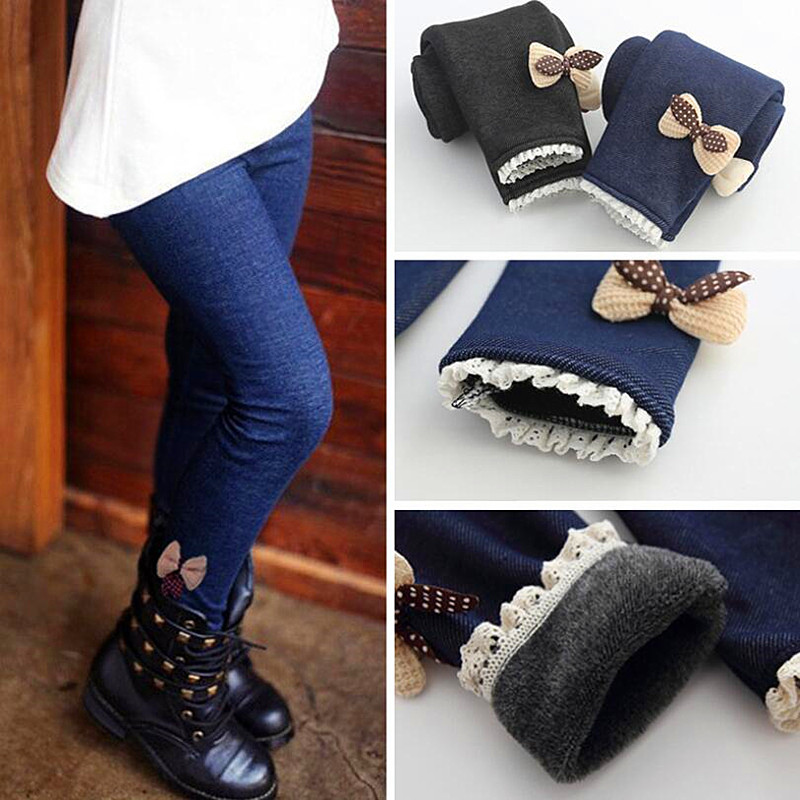 Visokokvalitetne zimske dječje hlače za djevojčice Dječje debele tople zimske proljetne Jean mašne Tajice za djevojčice Dječje hlače Dječje hlače