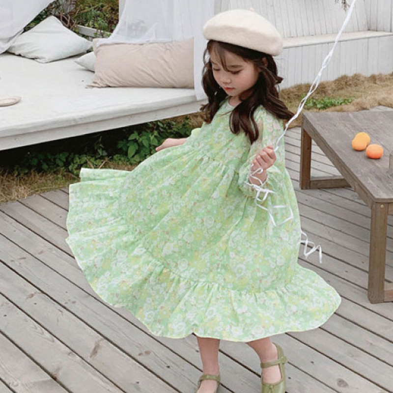 Proljetno-jesenska haljina za djevojčice 2023. Nova haljina princeze s dugim rukavima za zabavu s cvjetnim motivima Slatka dječja odjeća Ležerna odjeća za bebe, djecu i djevojčice