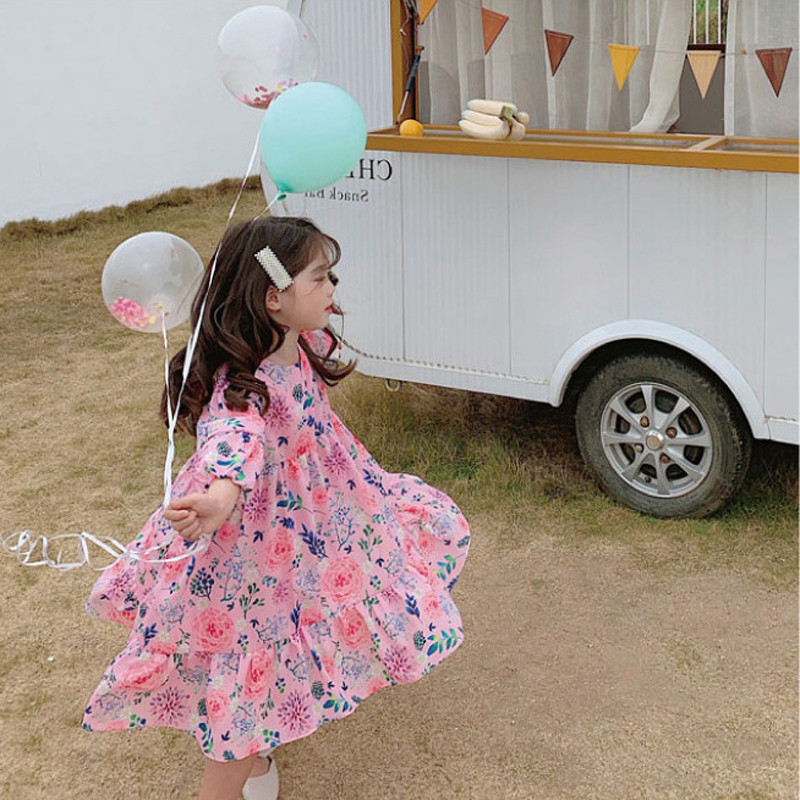 Proljetno-jesenska haljina za djevojčice 2023. Nova haljina princeze s dugim rukavima za zabavu s cvjetnim motivima Slatka dječja odjeća Ležerna odjeća za bebe, djecu i djevojčice