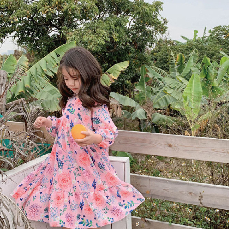 Proljetno-jesenska haljina za djevojčice 2023. Nova haljina princeze s dugim rukavima za zabavu s cvjetnim motivima Slatka dječja odjeća Ležerna odjeća za bebe, djecu i djevojčice