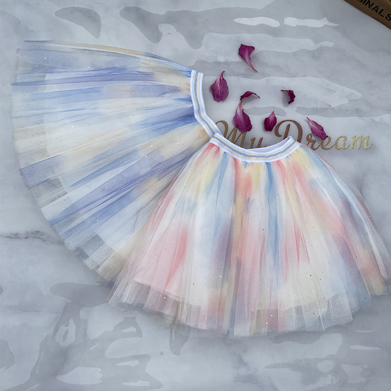 Suknje za djevojčice sa šljokicama Odjeća za bebe Rainbow Plisirana suknja Dječja suknja princeze Baletna tutu mrežasta suknja za djevojčice Dječje suknje za zabave