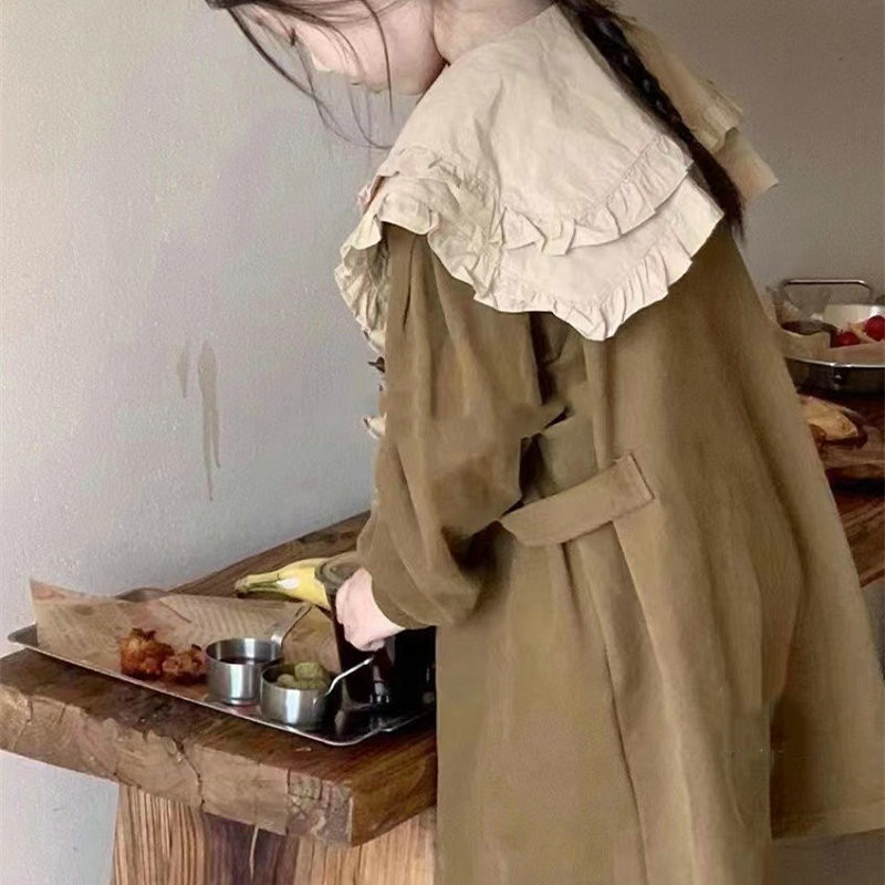 Suure krae ja plisseeritud servadega tüdrukute kleit Retro ülikoolilinnaku kleit Printsessi kleit 2023 sügiskleit Uued lasteriided