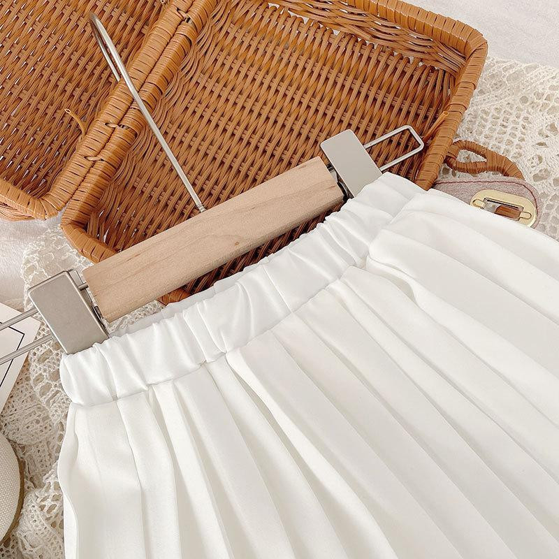 Laste tüdrukute plisseeritud seelikud Beebitüdrukute suvised vabaajaseelikud 2022 Uus saabumine Laste Tutu seelikud Must valge Armsad šifooniseelikud